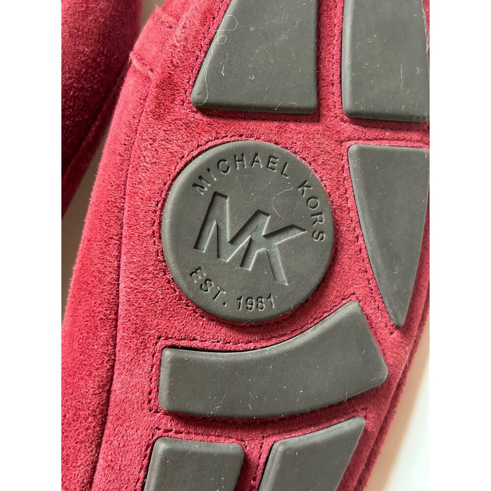 Michael Kors Fulton ballet flat Red gold MK logo suede leather Size 10 - Picture 5 of 6